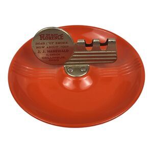 Vintage 1940s Orange Ashtray Advertising Memorabilia Hot Blast Florence Ohio